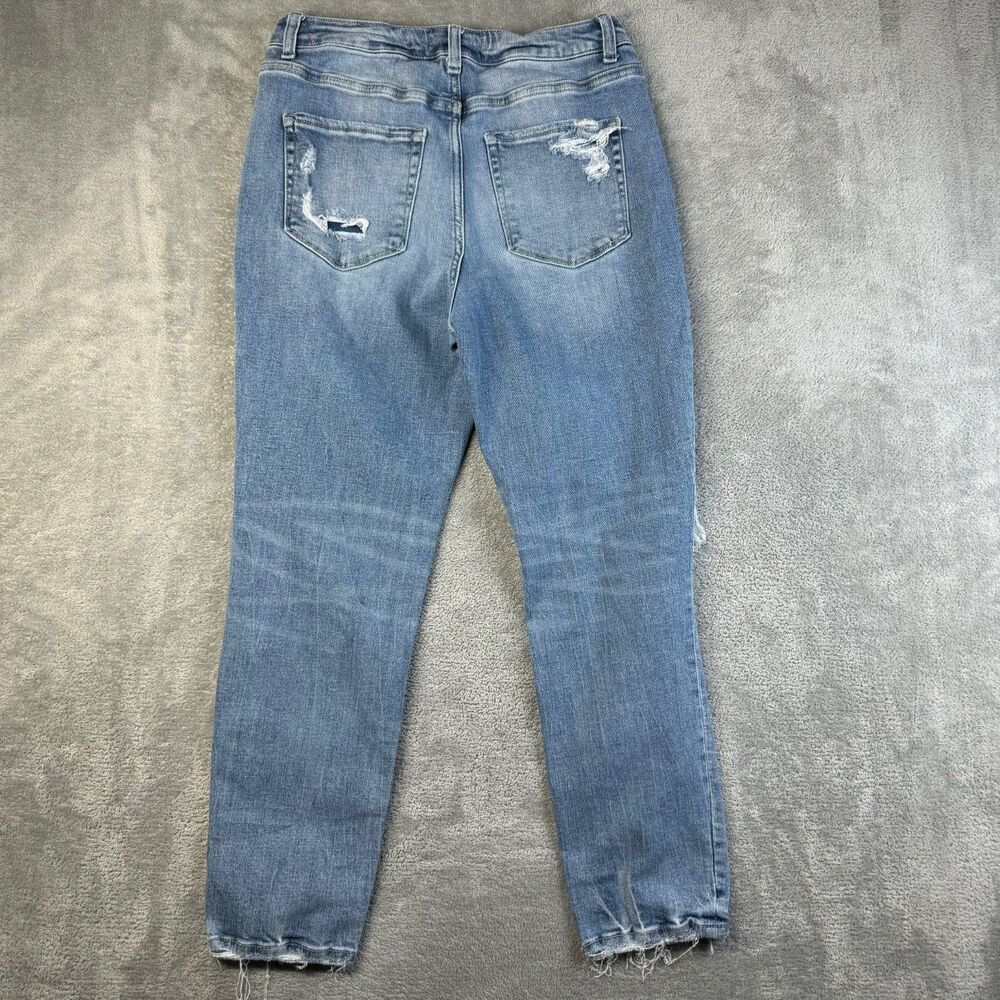 Flying Monkey Jeans Women’s 28 Blue Stretch Distressed Raw Hem Denim Whiskered - Picture 2 of 12